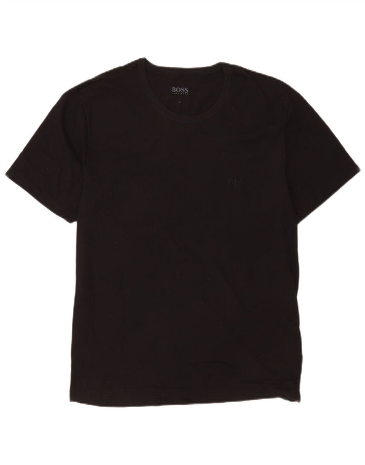 Hugo Boss Herre T-Shirt Top Stor Sort Bomuld