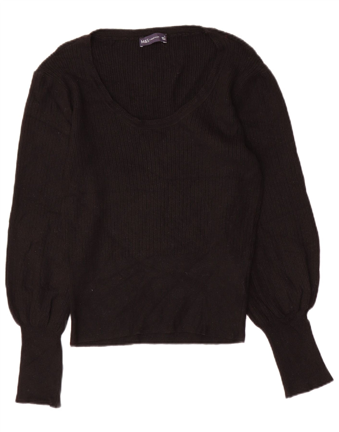 Marks & Spencer Womens Boat Neck Jumper Sweater UK 12 Medium Black Viscose