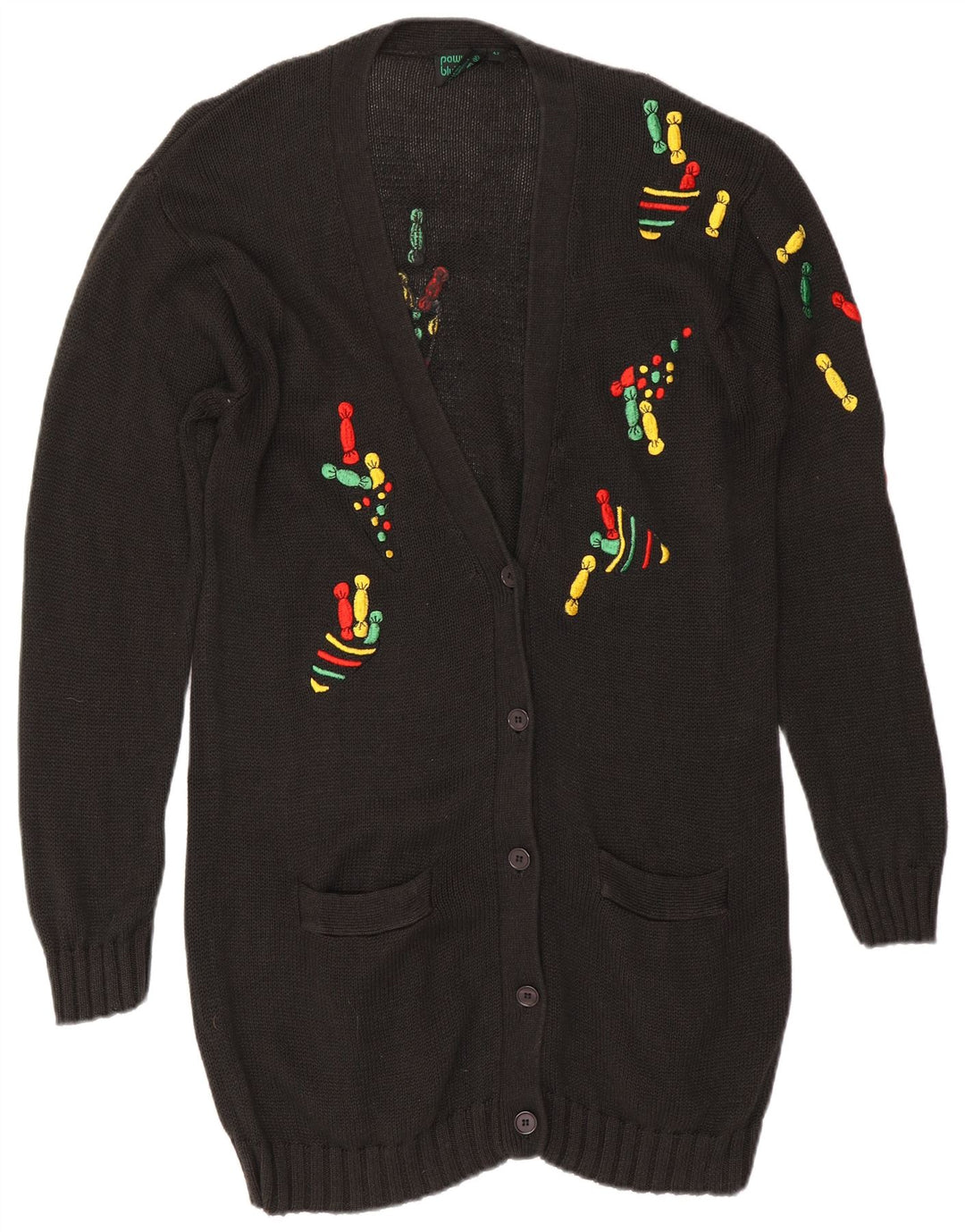 VINTAGE Womens Longline Cardigan Sweater EU 42 Large Black