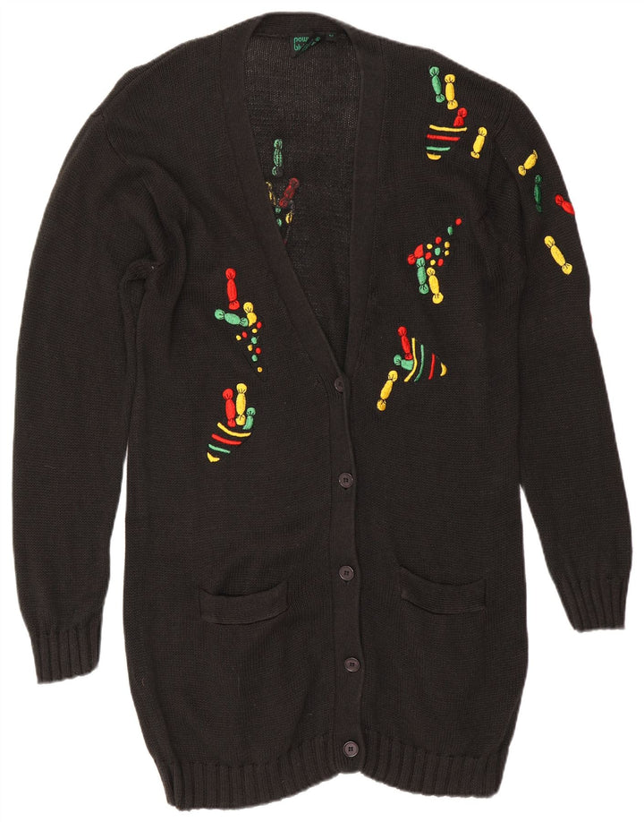 VINTAGE Womens Longline Cardigan Sweater EU 42 Large Black