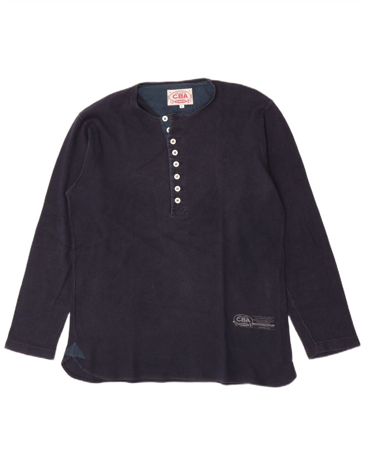 Carrera Mens Top Long Sleeve Large Navy Blue Cotton