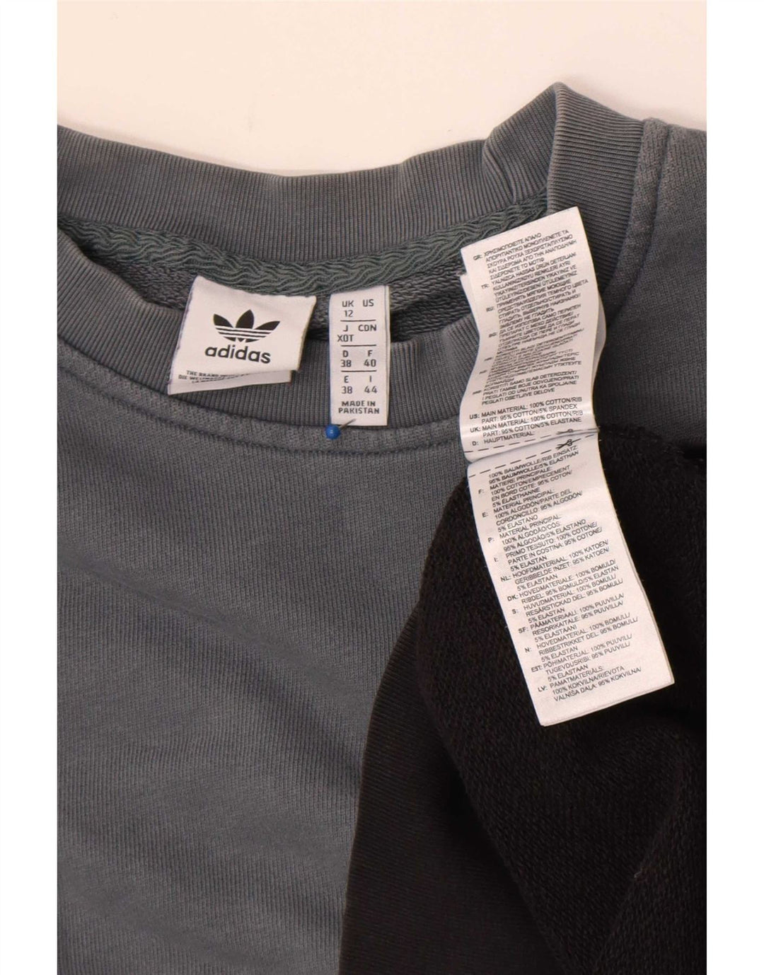 Adidas Graphic Sweatshirt Jumper UK 12 Medium Grey Colourblock