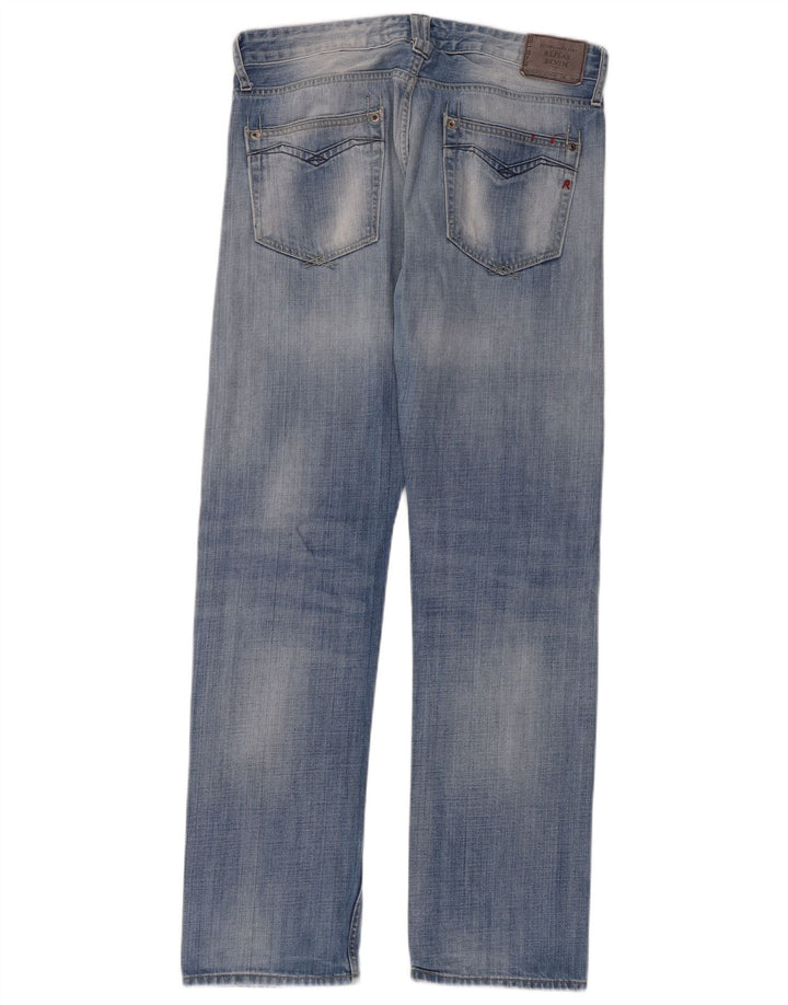 Replay Damen Straight Jeans W33 L34 Blaue Baumwolle