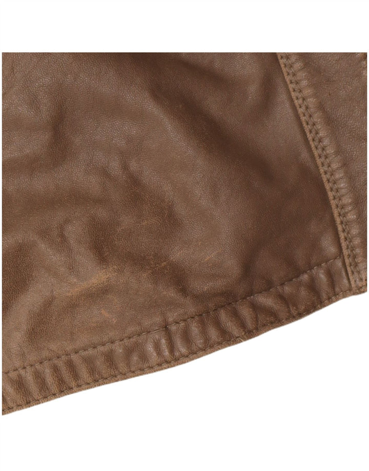 Cristiano Di Thiene Damen Lederjacke UK 14 Mittelbraunes Leder