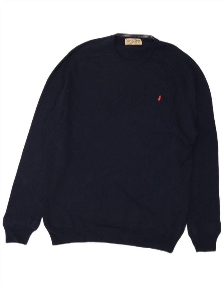 Marlboro Classics Mens Crew Neck Jumper Sweater XL Navy Blue Wool