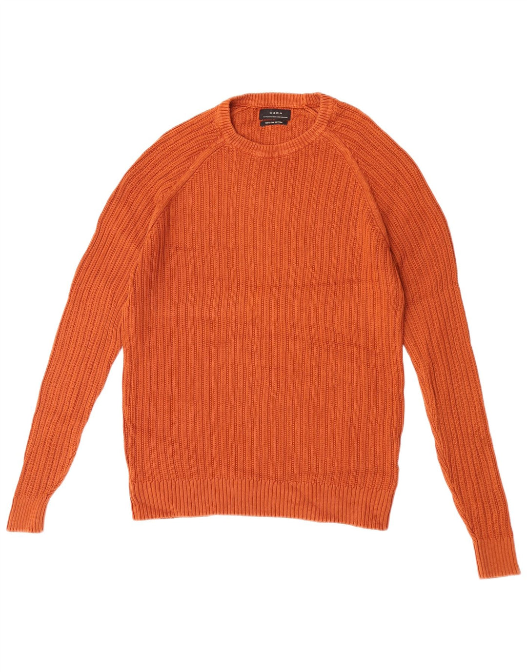 Zara Mens Crew Neck Jumper Sweater Medium Brown Cotton