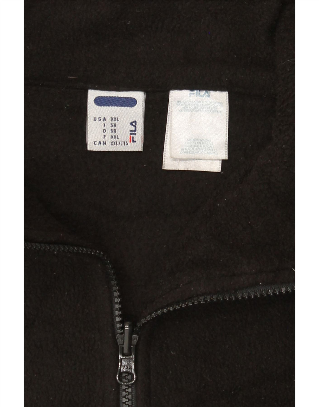 Fila Herre Liner Fleece Jakke UK 44 2XL Sort Polyester