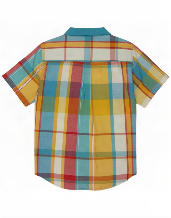Vintage Mens Short Sleeve Shirt Small Multicoloured Plaid Cotton