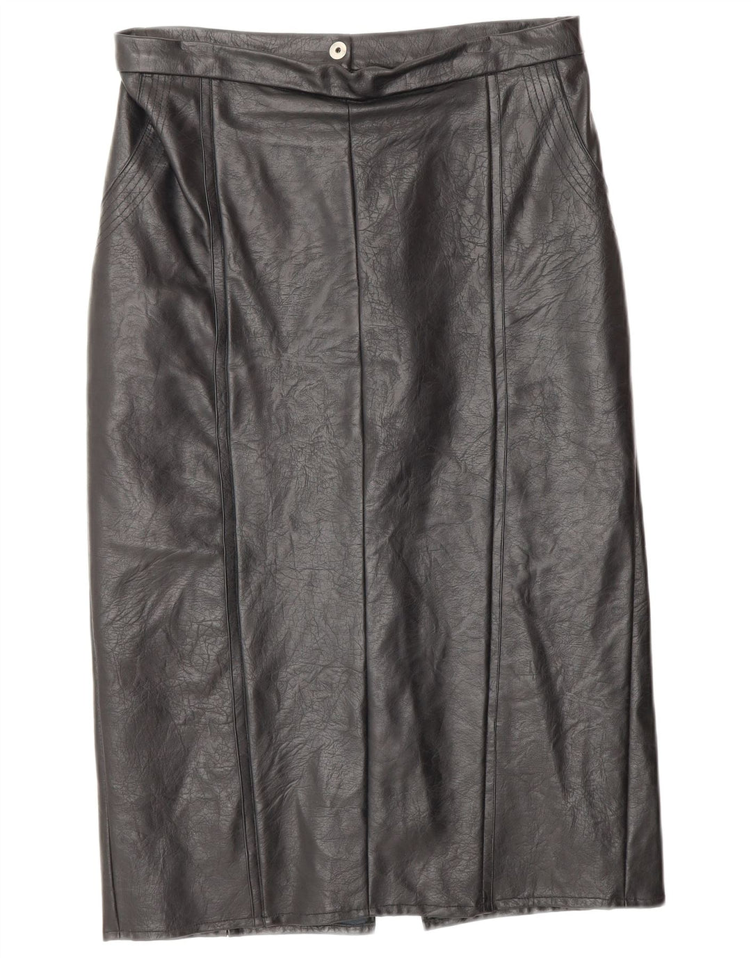 VINTAGE Womens Leather Skirt W28 Medium Black Leather