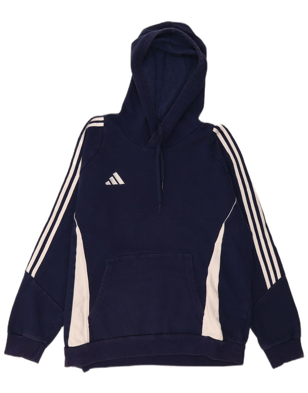 Adidas Herren-Kapuzenpullover, mittelgroß, marineblau, Colourblock-Baumwolle