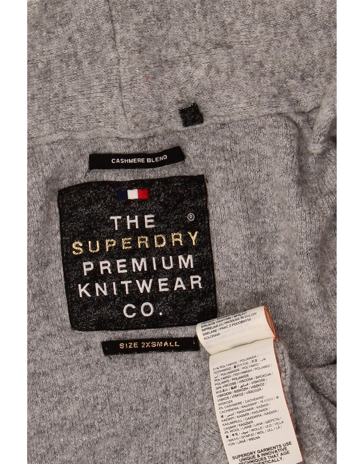 Superdry Womens Oversized Open Cardigan Sweater UK 2 2XS Grey Flecked