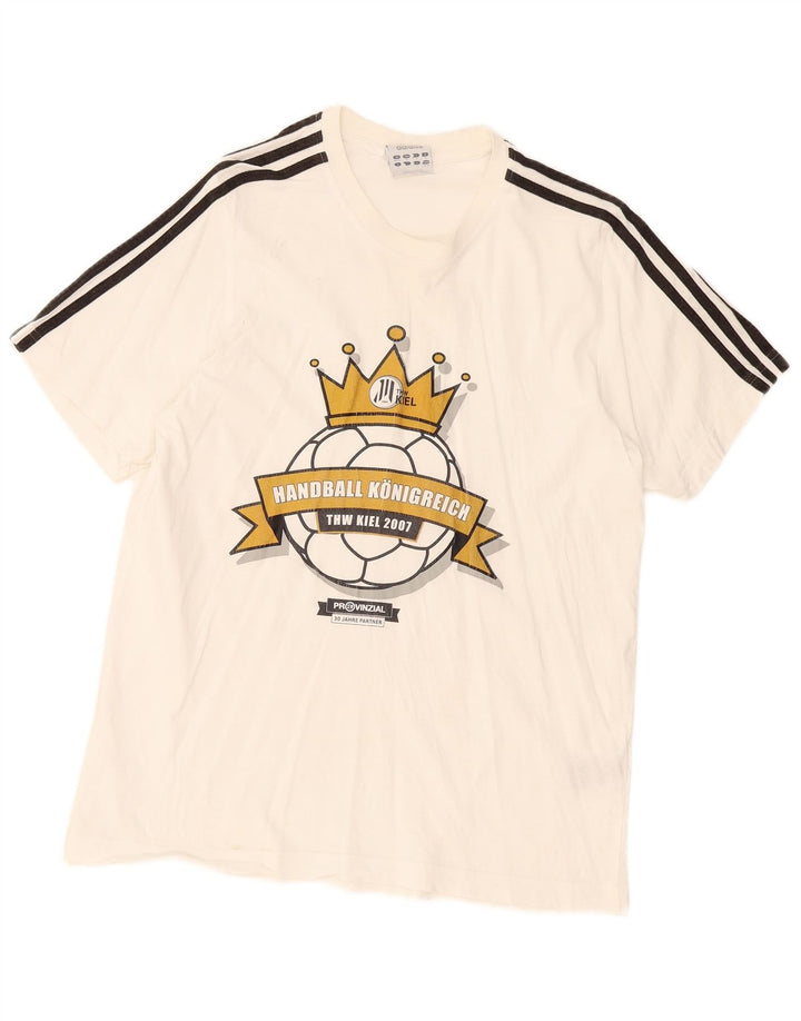 Adidas Mens Graphic T-Shirt Top UK40/42 Medium White Cotton
