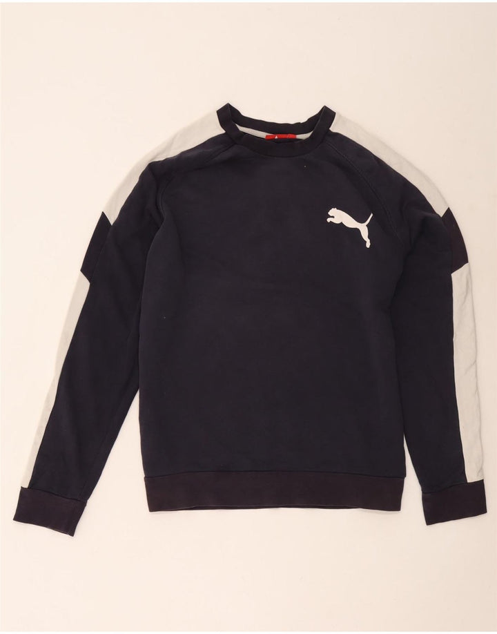 Felpa da uomo Puma Maglione grande blu navy in cotone color block