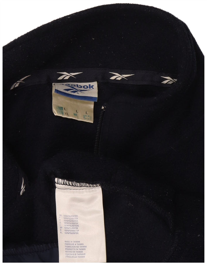 Giacca in pile da uomo Reebok UK 40 Large blu navy in poliestere