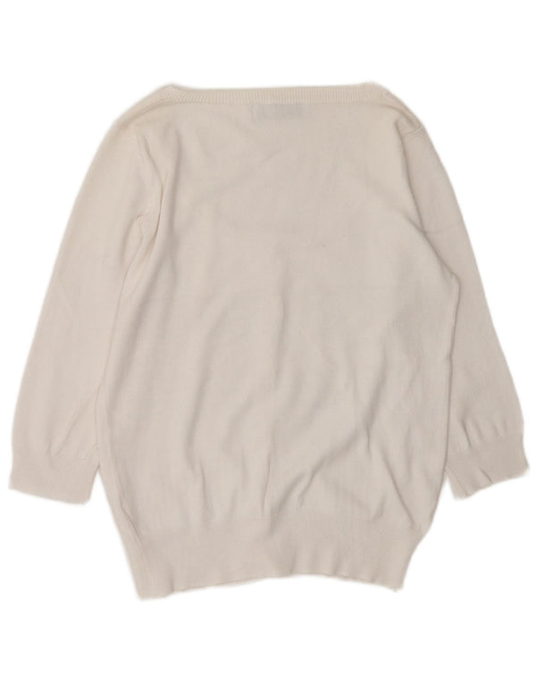 Zara Damen-Strickjacke mit 3/4-Ärmeln, UK-Größe 14, mittelweiße Baumwolle
