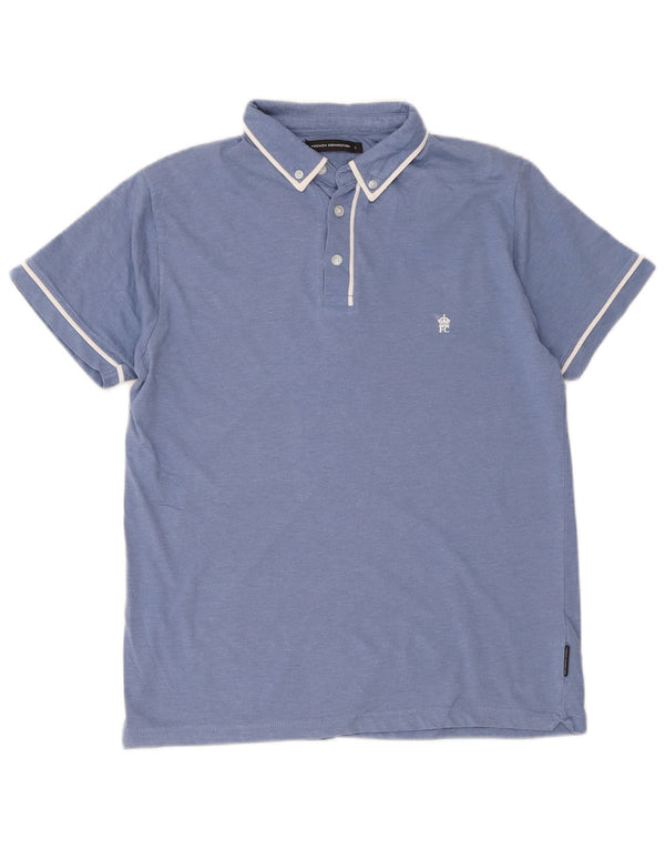French Connection Mens Polo Shirt Large Blue Cotton