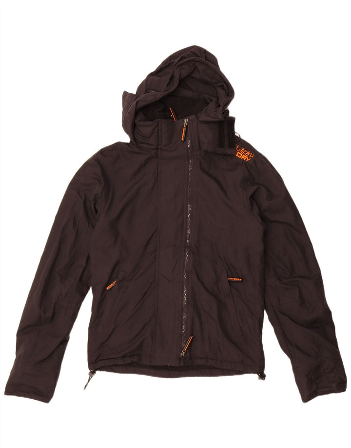 Superdry Mens Hooded Windbreaker Jacket UK 36 Small Black Nylon