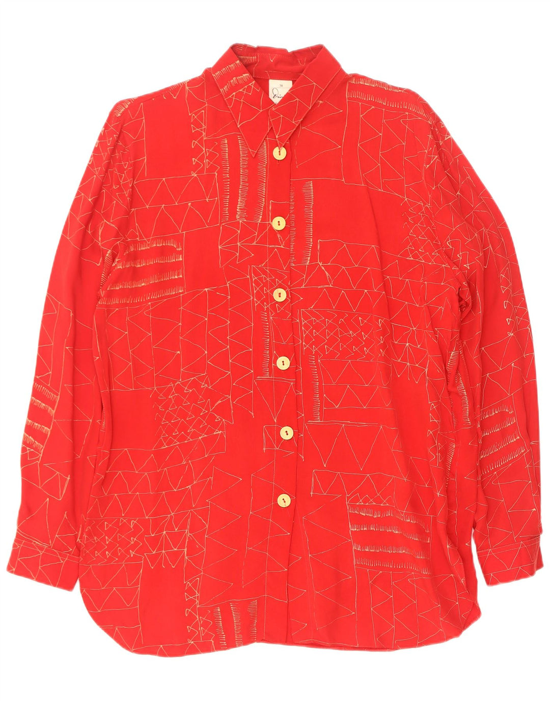 Divina Dame Skjorte Bluse EU 38 Medium Rød Geometrisk Cupro