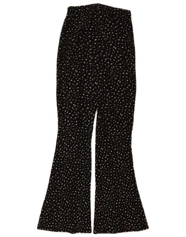 Topshop Damen Flare Freizeithose UK 8 Small W26 L32 Schwarz gepunktet