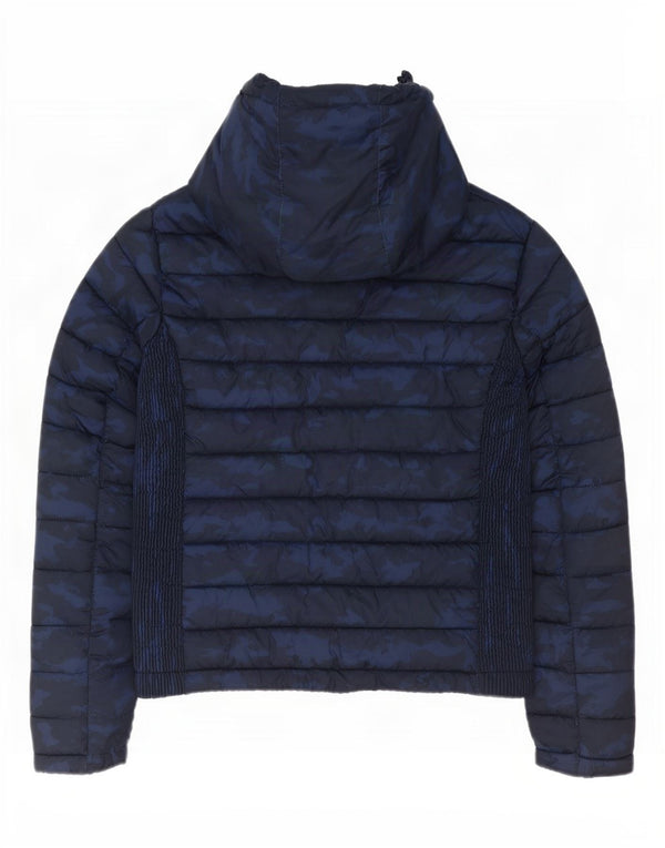 Superdry Wattierte Jacke mit Kapuze für Damen, UK 16, Größe L, Marineblau, Tarnung