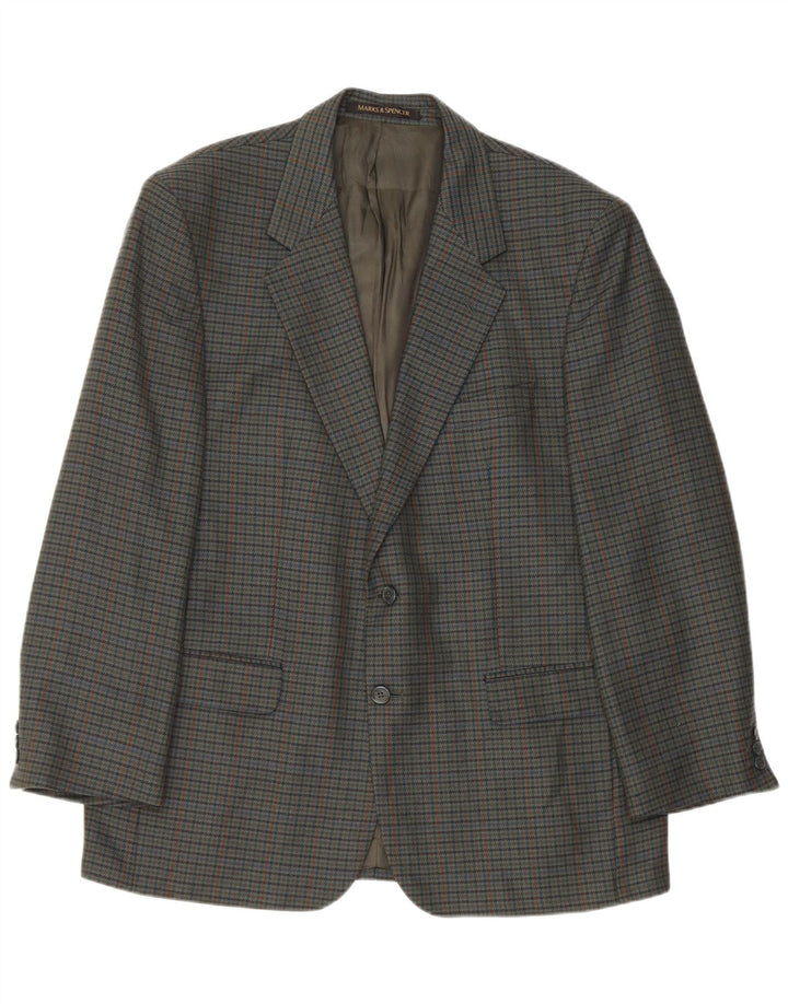 Marks & Spencer Veste blazer à 2 boutons pour homme UK 44 XL pied-de-poule vert