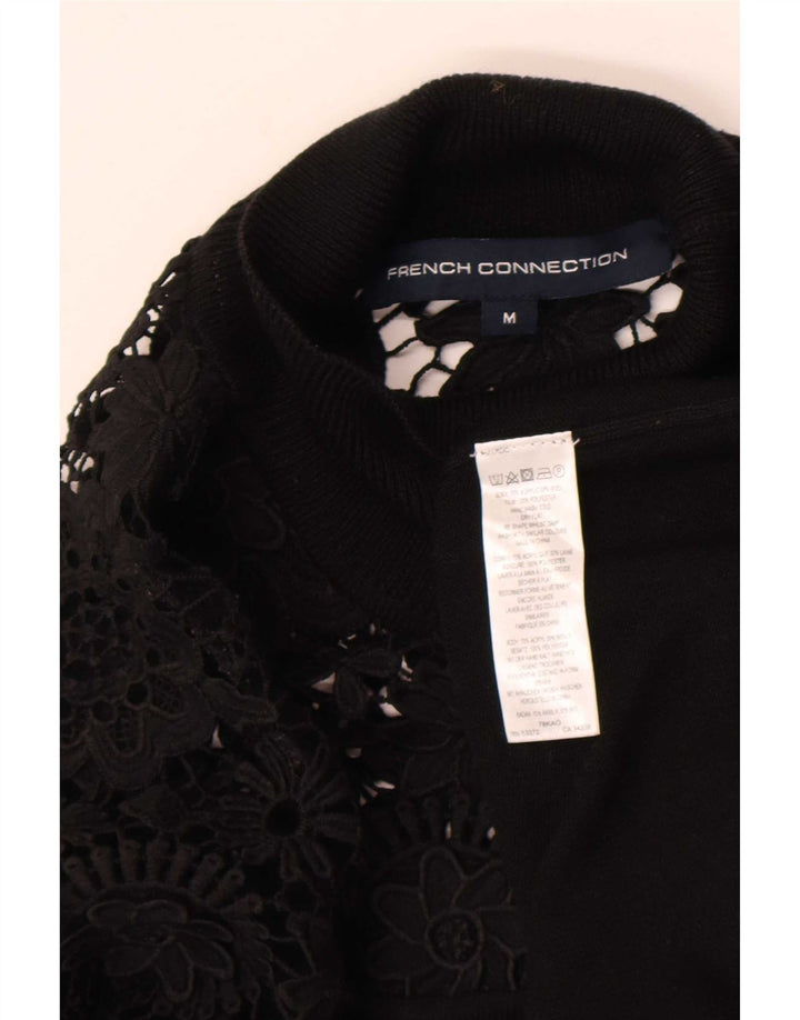 French Connection Dame Roll Neck Jumper Sweater UK 14 Medium Black Floral