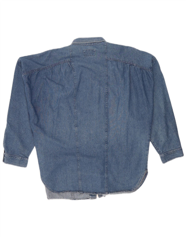 POP 84 Womens Oversized Denim Shirt UK 14 Medium Blue Cotton