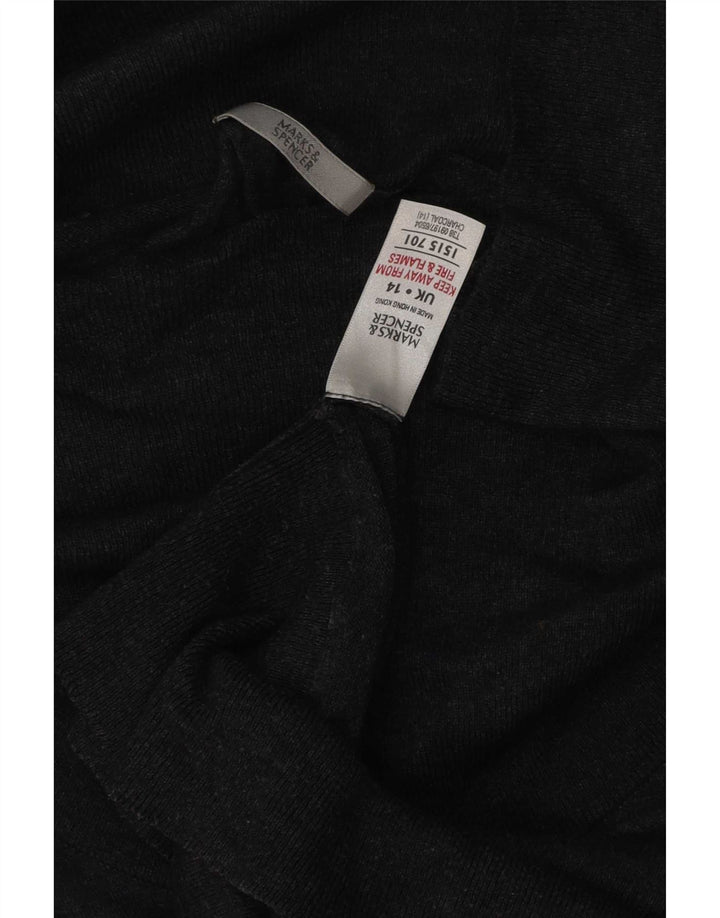 Marks & Spencer Womens Roll Neck Jumper Sweater UK 14 Large Grey Polyamide