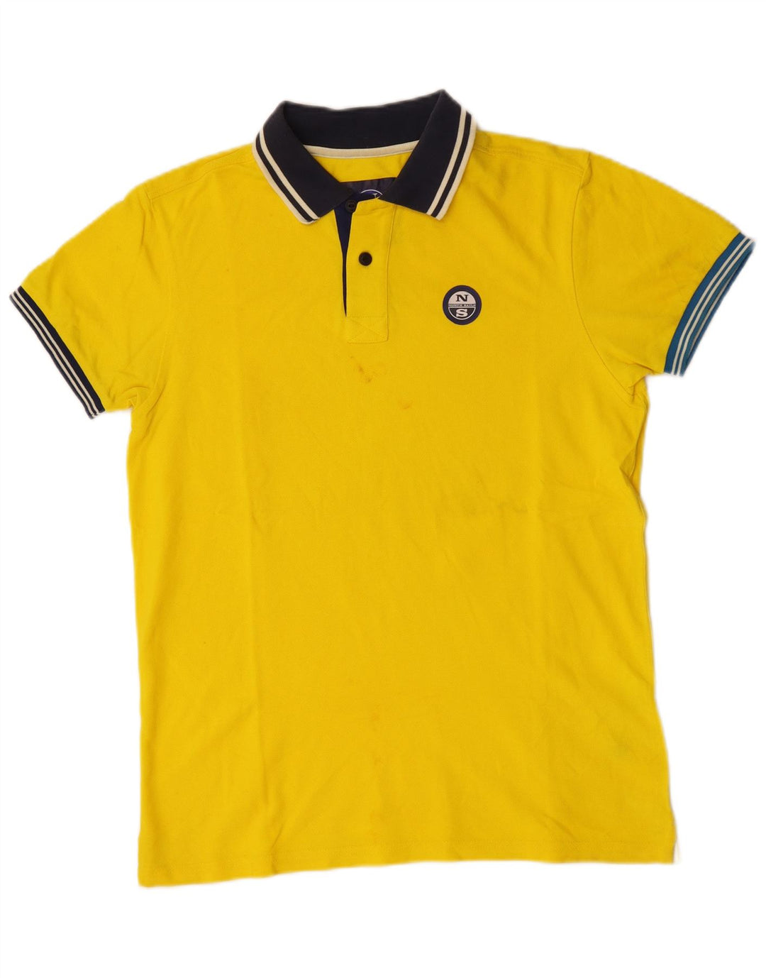 North Sails Mens Polo Shirt Medium Yellow Colourblock Cotton