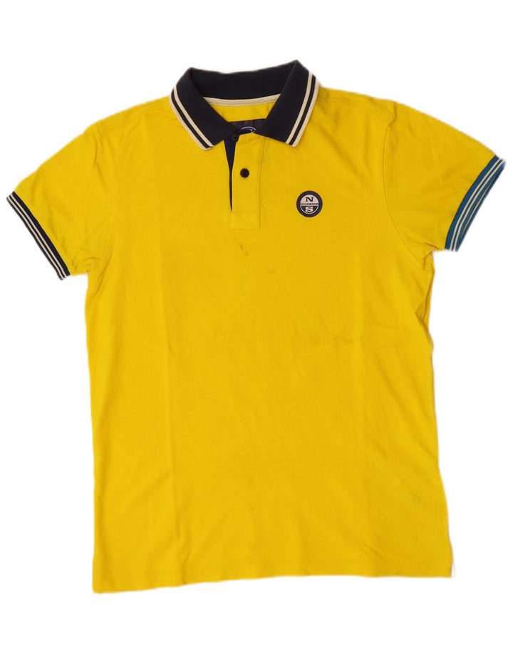 North Sails Mens Polo Shirt Medium Yellow Colourblock Cotton