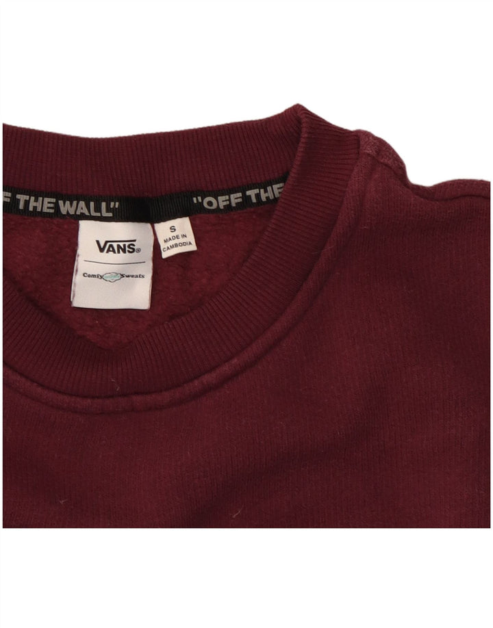 VANS Womens Crop Sweatshirt Jumper UK 10 Small Burgundy