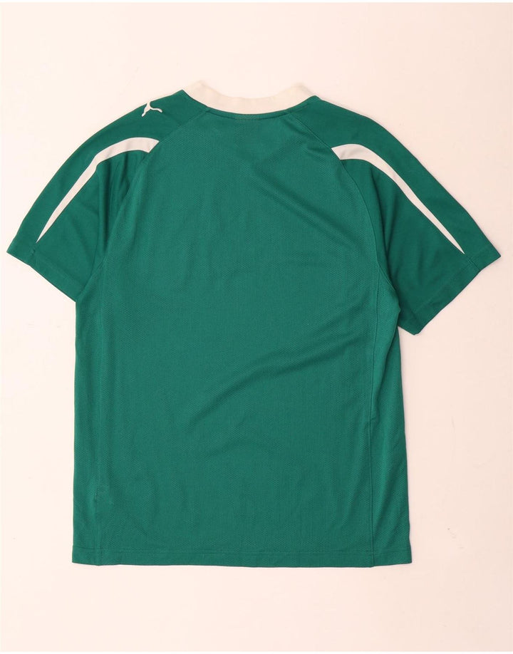 Puma Mens Graphic T-Shirt Top Small Green Colourblock Polyester