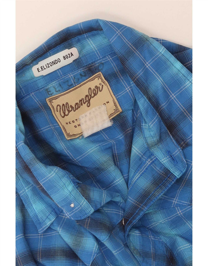 Wrangler Mens Short Sleeve Shirt Large Blue Plaid