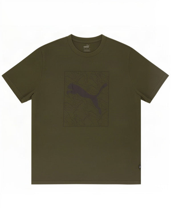 Puma Mens Graphic T-Shirt Top Large Khaki
