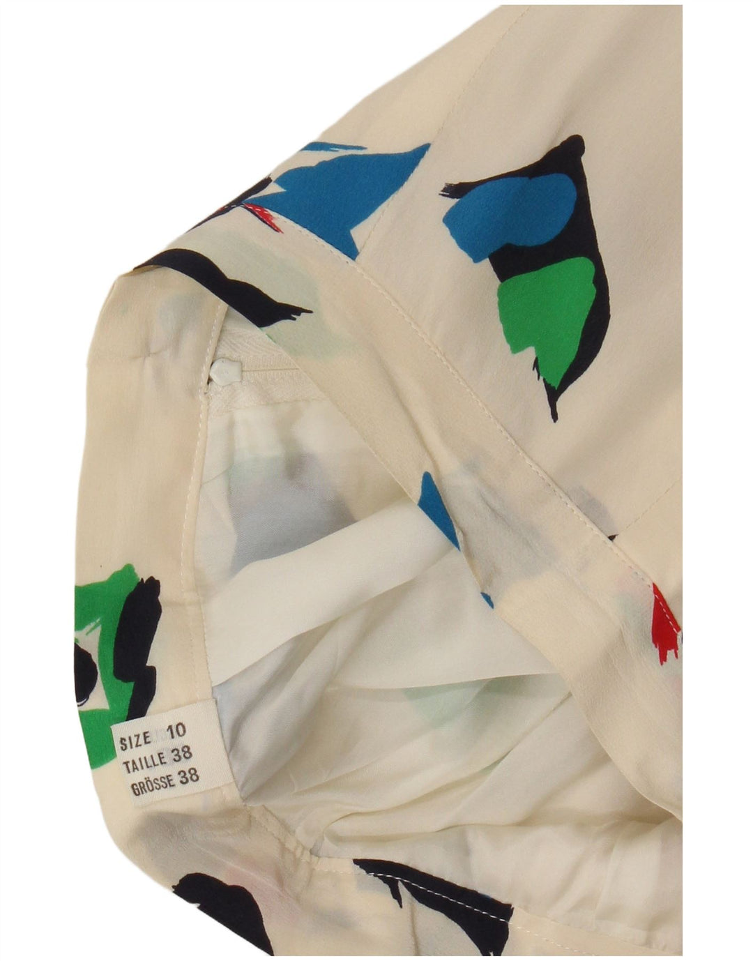Vintage Womens Abstract Pattern Midi Skirt UK 10 Small W28  Off White