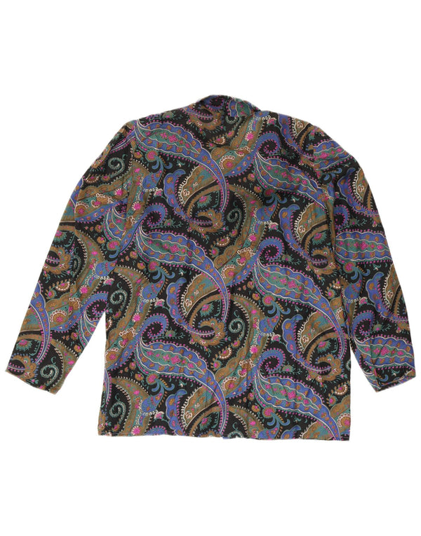 Camicia a maniche lunghe da donna vintage UK 10 Small multicolore Paisley Retro
