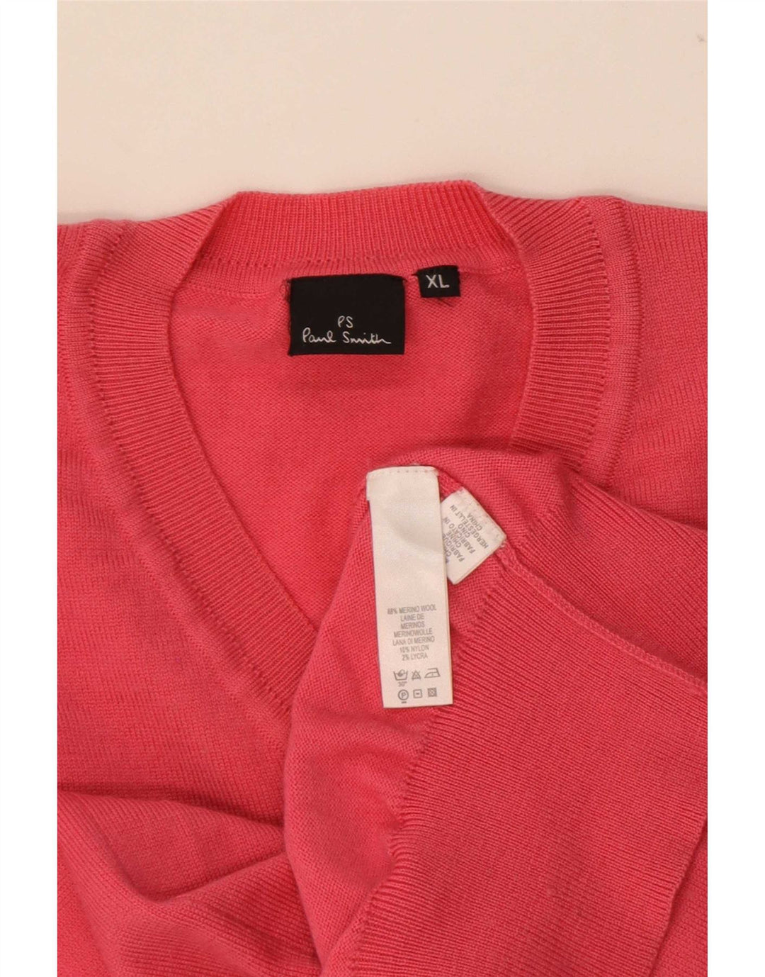 Paul Smith Mens V-Neck Jumper Sweater XL Red Wool