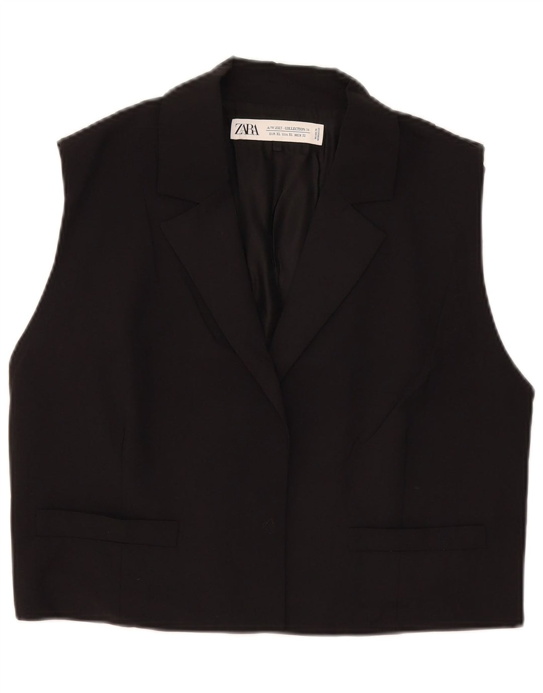 Zara Womens Waistcoat UK 18 XL Black Viscose
