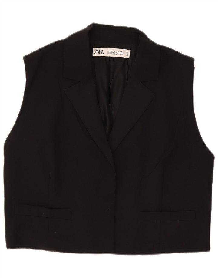 Zara Womens Waistcoat UK 18 XL Black Viscose