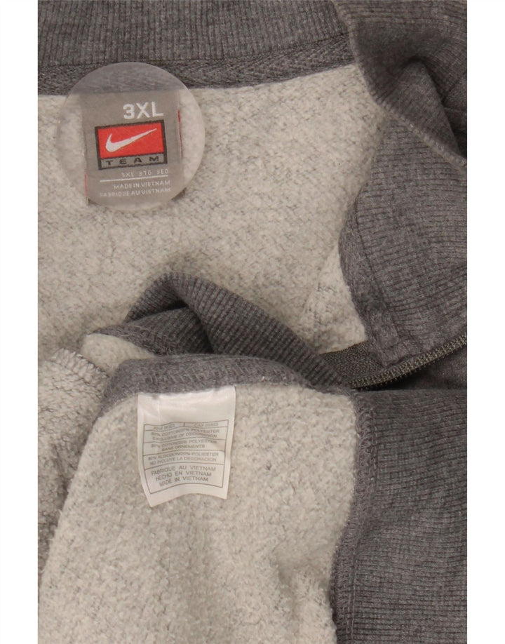 Nike Mens Zip Neck Sweatshirt Jumper 3XL Grey Cotton