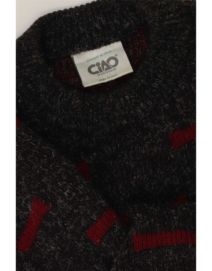 Ciao Mens Crew Neck Jumper Sweater Medium Grey Geometric