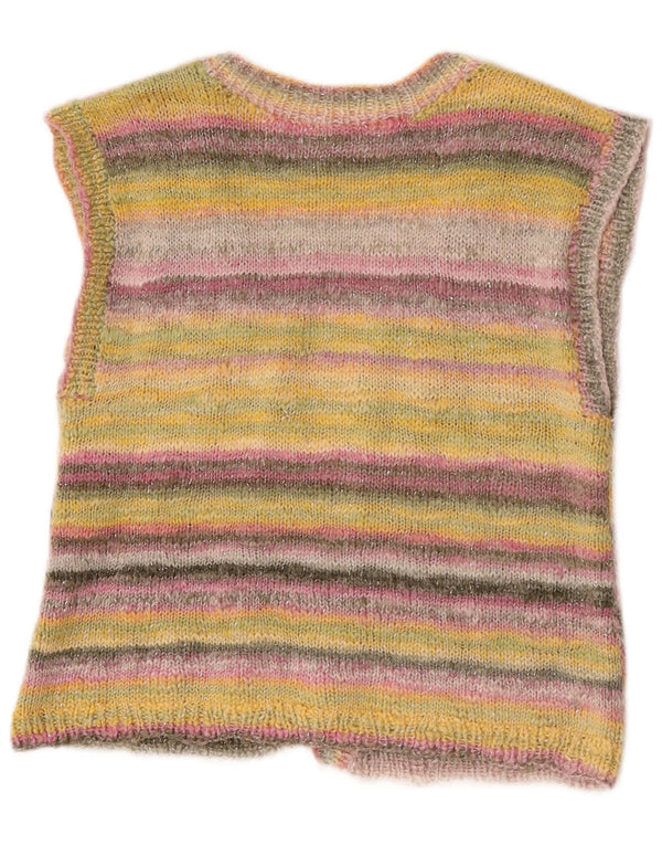 Vintage Damen Ärmelloser Cardigan Pullover UK 14 Medium Bunt