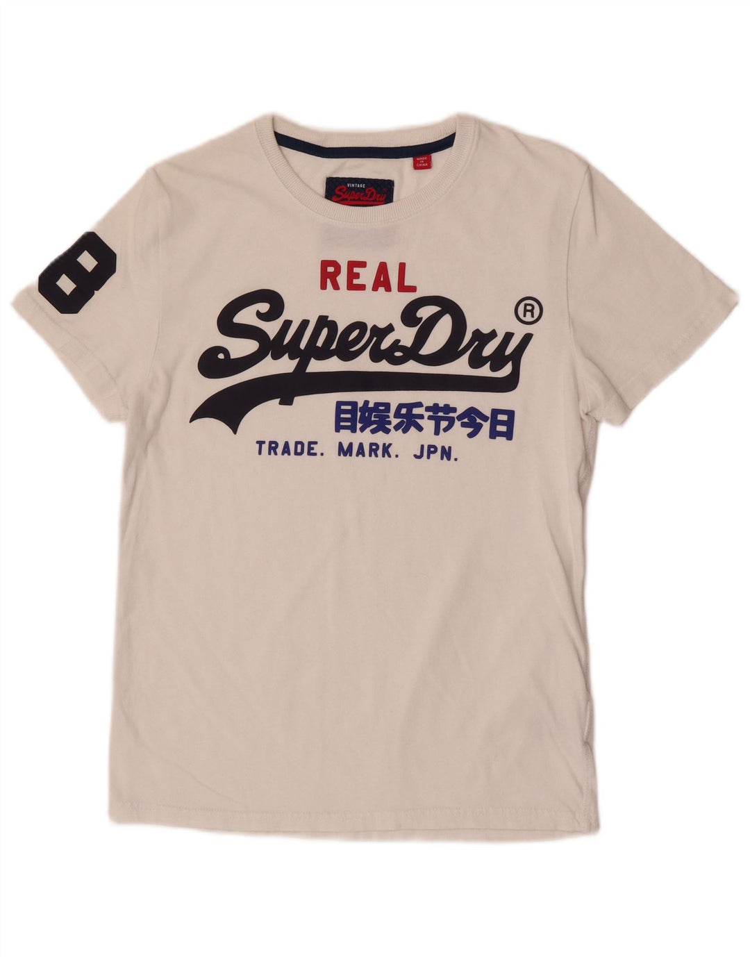 Superdry Мужская футболка с обычным рисунком, топ среднего размера, белый хлопок