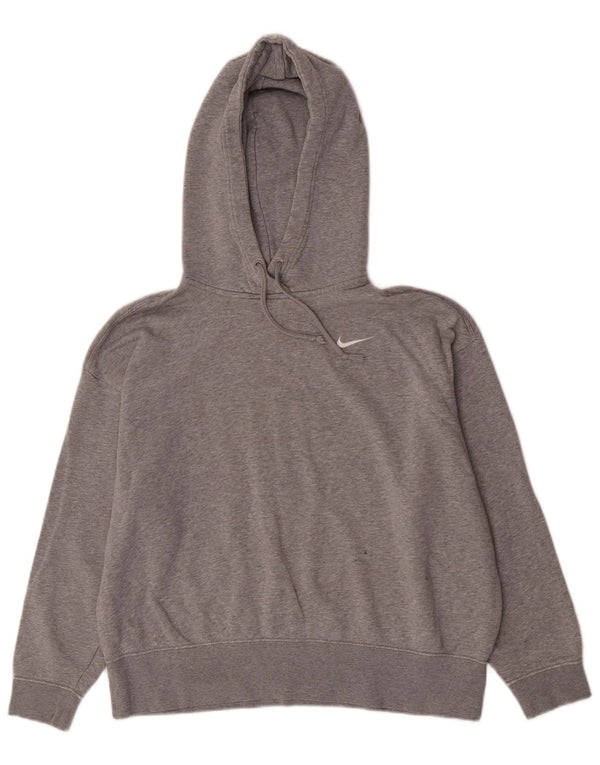 Nike Dame Relaxed Fit Hoodie Jumper UK 14 Medium Grey Cotton Sports