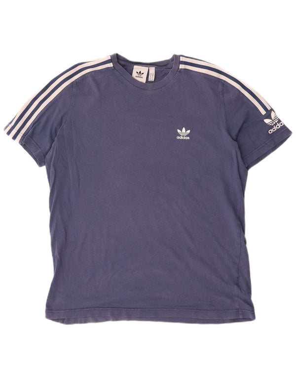 Adidas Herren Grafik-T-Shirt aus mittelblauer Baumwolle