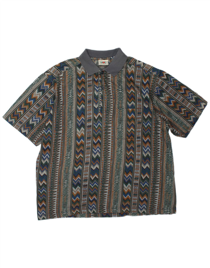 Mango Mens Polo Shirt XL Multicoloured Geometric