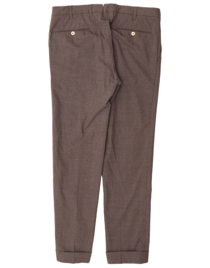 VINTAGE Mens Slim Suit Trousers IT 48 Medium W32 L31 Grey Wool