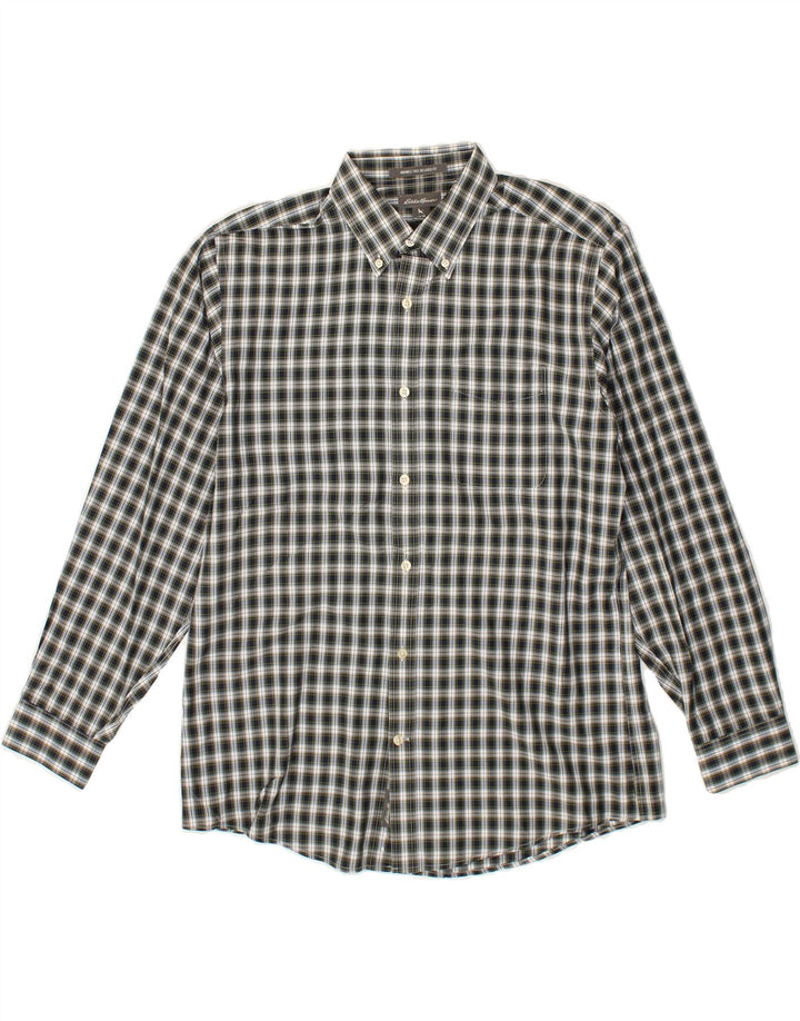 EDDIE BAUER Mens Relaxed Fit Shirt Medium Green Check Cotton Vintage Eddie Bauer and Second-Hand Eddie Bauer from Messina Hembry 