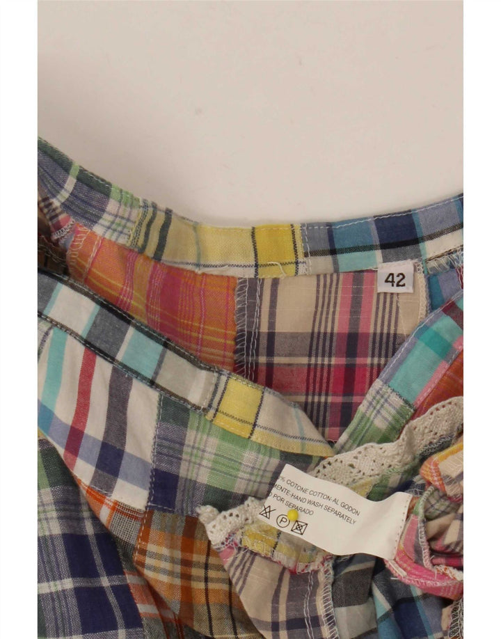 Vintage Womens Flared Skirt IT 42 Medium W29 Multicoloured Patchwork Cotton