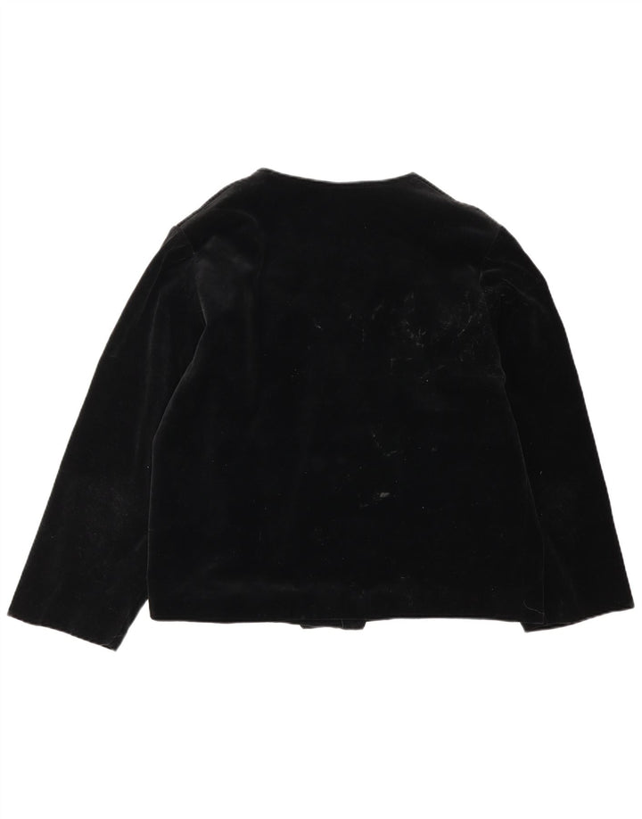 Vintage Womens Velvet Oversized Blazer Jacket UK 14 Medium Black Cotton